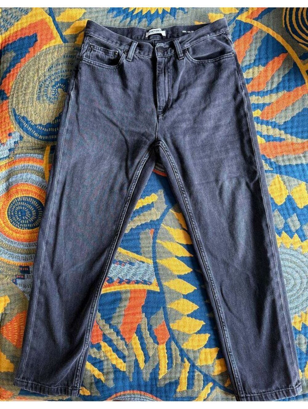 Carhartt WIP High Waist Slim Tapered Jeans in Charcoal Gray, Size 28, VGUC